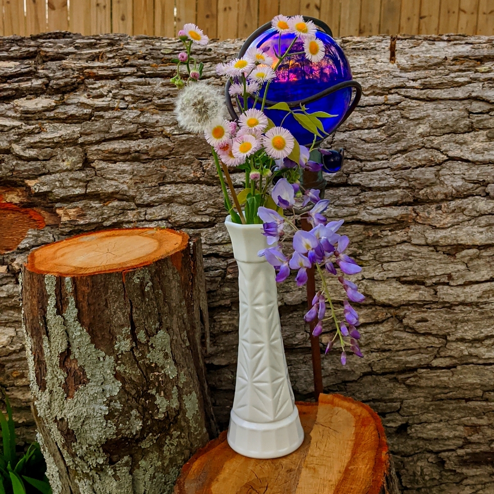 Vintage Milk Glass Vase Stars
